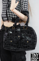 12" Fashion Doll Black Croc Best Models On location Handbag - Tiny Frock Shop