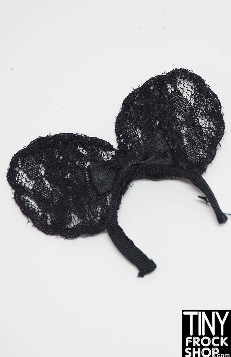 12" Fashion Doll Black Lace Mouse Ears Headband