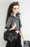12" Fashion Doll Black Vinyl Trench Setter Handbag - Tiny Frock Shop