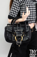 12" Fashion Doll Black Vinyl Trench Setter Handbag - Tiny Frock Shop