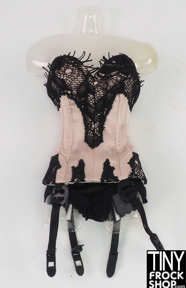 12" Fashion Doll Black and Pink Teddy