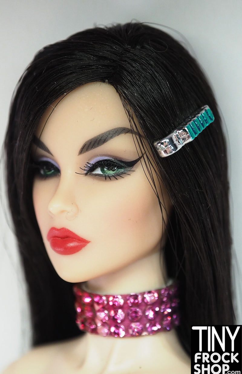 12" Fashion Doll Blue and Silver Clip Barrette