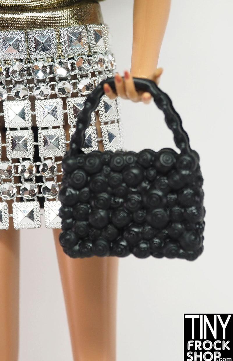 12" Fashion Doll Bubble Black Handbag