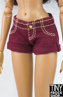 12" Fashion Doll Burgundy Jean Shorts
