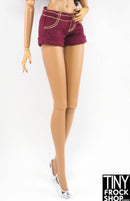 12" Fashion Doll Burgundy Jean Shorts