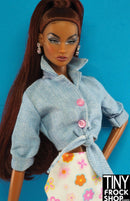 12" Fashion Doll Chambray Tie Front Shirt - Tiny Frock Shop