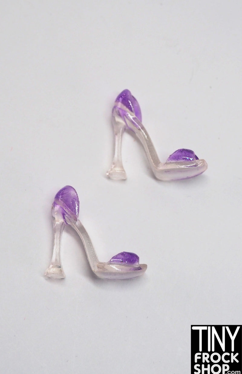 12" Fashion Doll Clear and Purple Heels by The Janchor