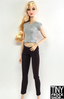 12" Fashion Doll Deep Warm Plum Sparkle Capri Jeans