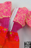 12" Fashion Doll Flower Power Print Knit Dress - Tiny Frock Shop