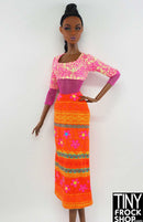 12" Fashion Doll Flower Power Print Knit Dress - Tiny Frock Shop