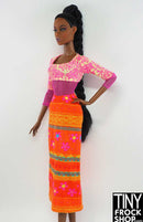 12" Fashion Doll Flower Power Print Knit Dress - Tiny Frock Shop