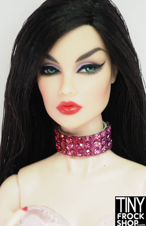 12" Fashion Doll Glass Rhinestone 3 Row Magnetic Choker Necklace by TINY FROCK