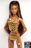 12" Fashion Doll Gold Banded Metal Jewelry Outfit by Pam Maness
