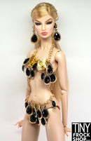 12" Fashion Doll Gold Black Teardrop Metal Jewelry Outfit by Pam Maness