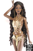12" Fashion Doll Gold Fan Metal Jewelry Outfit by Pam Maness