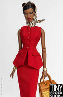 12 Inch Fashion Doll - Gone Rouge Outfit by Shantommo - Tiny Frock Shop