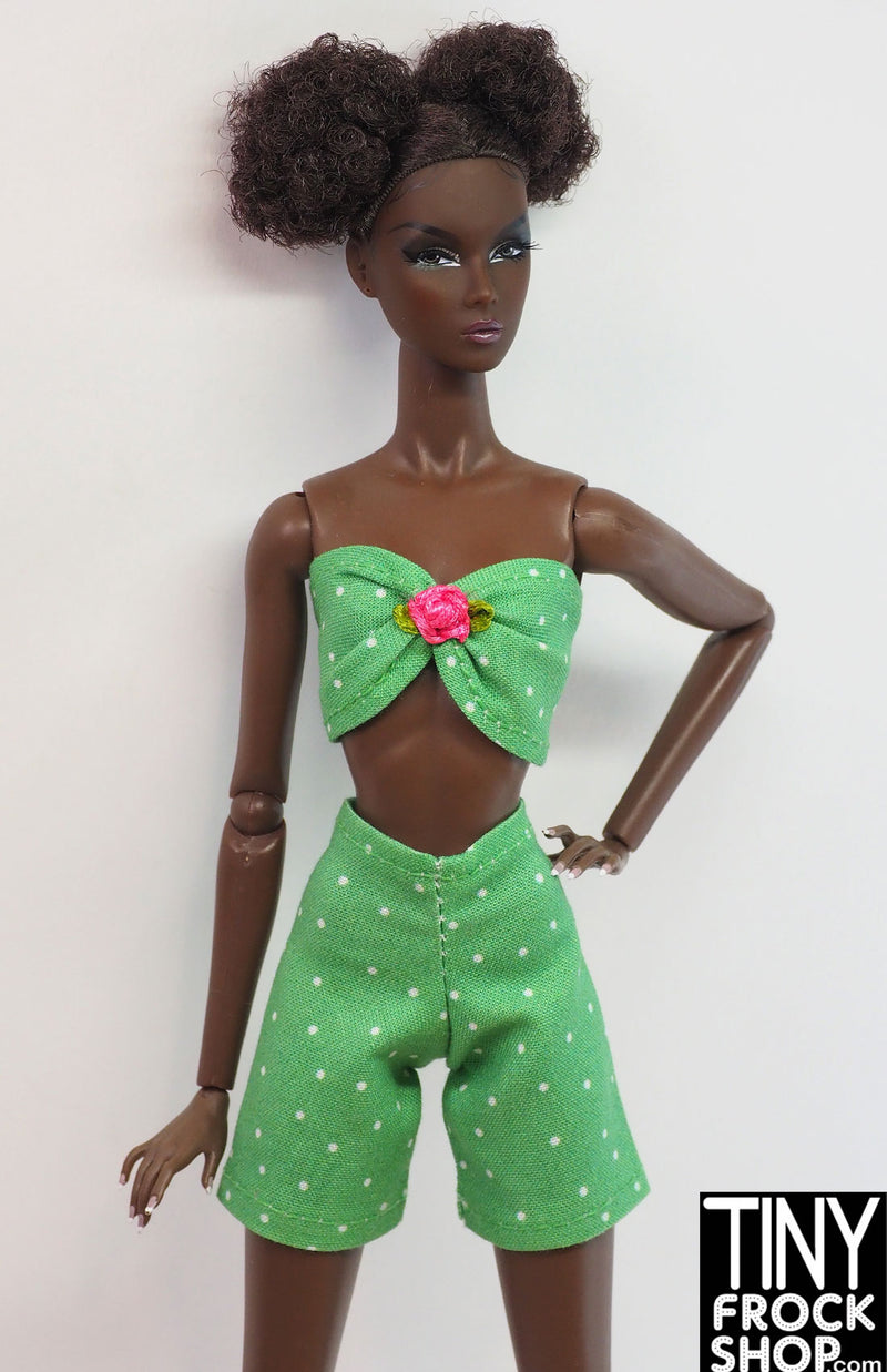 12" Fashion Doll Green Dot Bandeau Top and Short Outfit