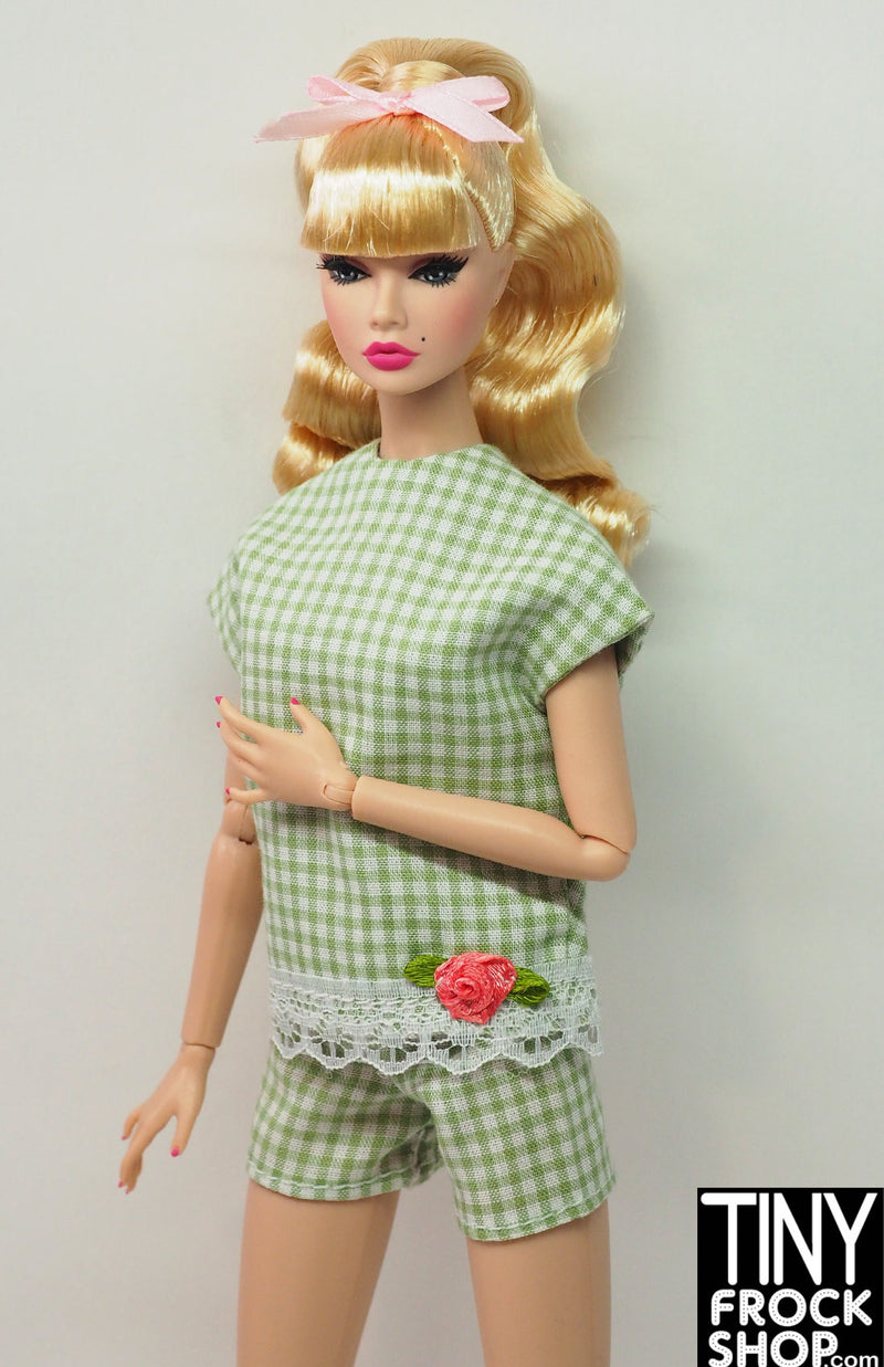 12" Fashion Doll Green Gingham Outfit