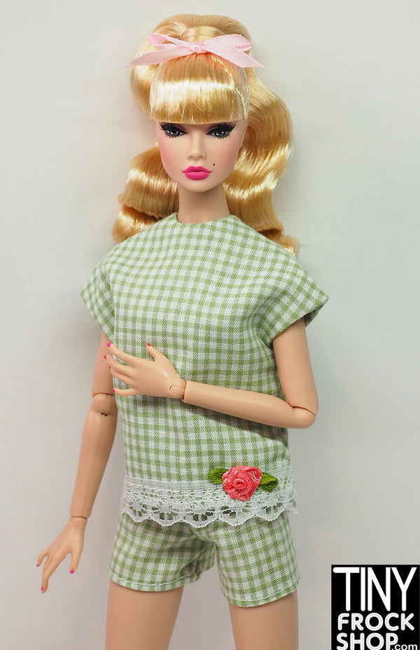 12" Fashion Doll Green Gingham Outfit