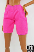 12" Fashion Doll Hot Pink Cotton Long Shorts - Tiny Frock Shop