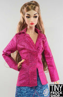 12" Fashion Doll Hot Pink Shimmer Snap Front Top - Tiny Frock Shop