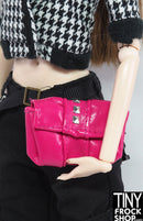 12" Fashion Doll Hot Pink Vinyl Stud Handbag - Tiny Frock Shop
