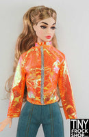 12" Fashion Doll Iridescent Orange Faux Jacket Top - Tiny Frock Shop