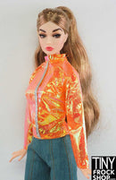 12" Fashion Doll Iridescent Orange Faux Jacket Top - Tiny Frock Shop