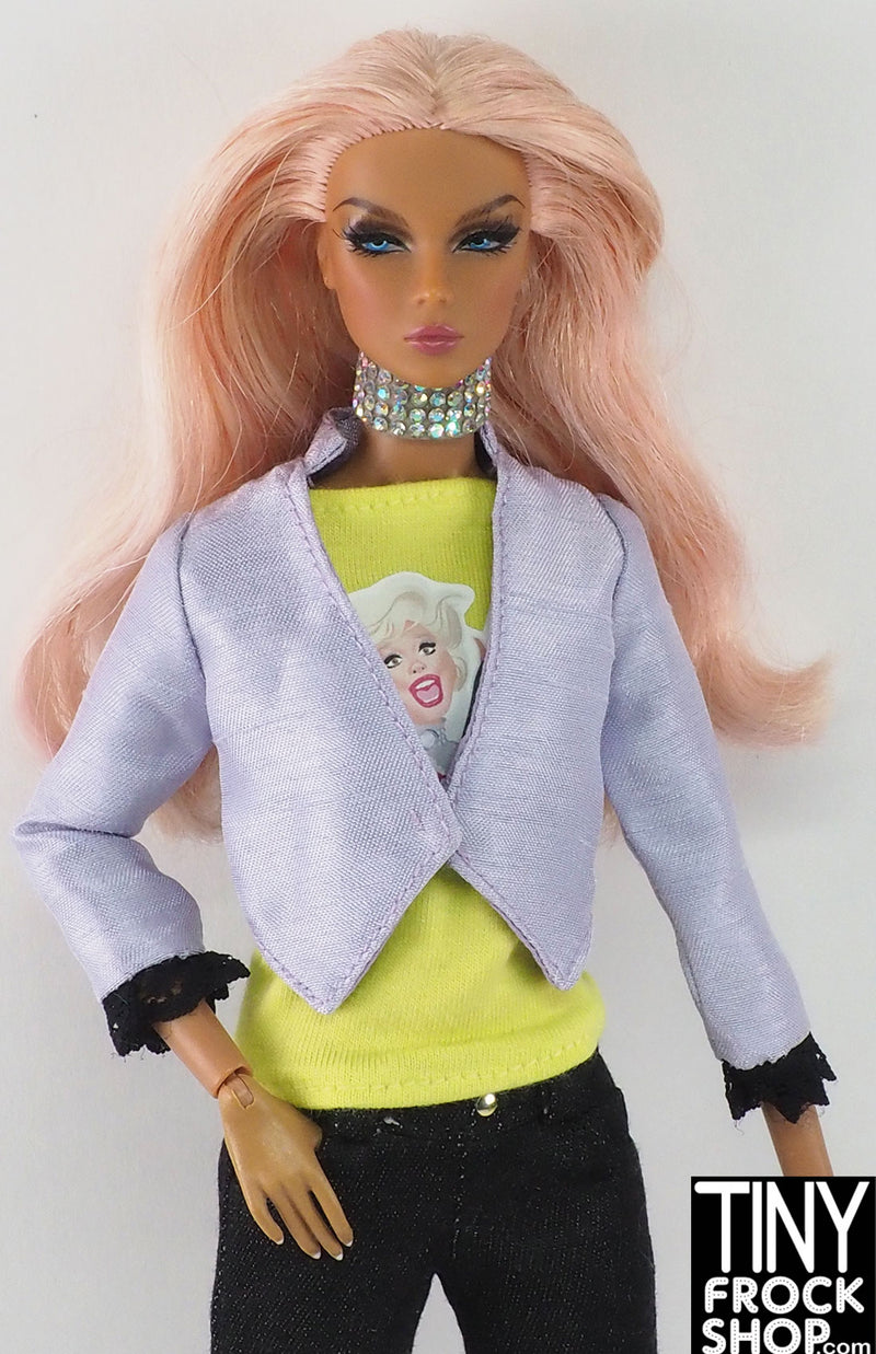 12" Fashion Doll Lilac Faux Dupioni Cropped Jacket