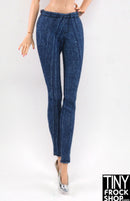12" Fashion Doll Medium Blue Faux Denim Knit Leggings