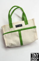 12" Fashion Doll Off White and Green Kate Spade Tote Bag - Tiny Frock Shop