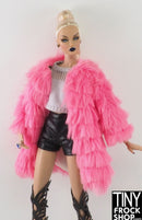 12" Fashion Doll Pink Cut Faux Fur Coat