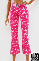 12" Fashion Doll Pink Squares Capri Pant with Belt - Tiny Frock Shop