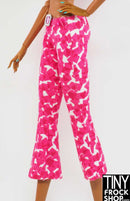 12" Fashion Doll Pink Squares Capri Pant with Belt - Tiny Frock Shop