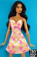 12" Fashion Doll Pink Floral Slip Dress - Tiny Frock Shop