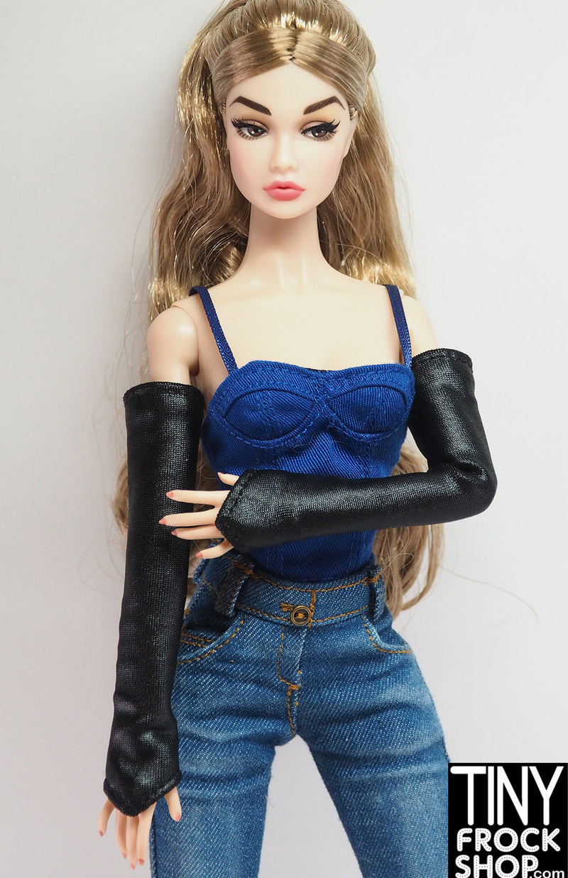 12" Fashion Doll Pleather Black Armbands