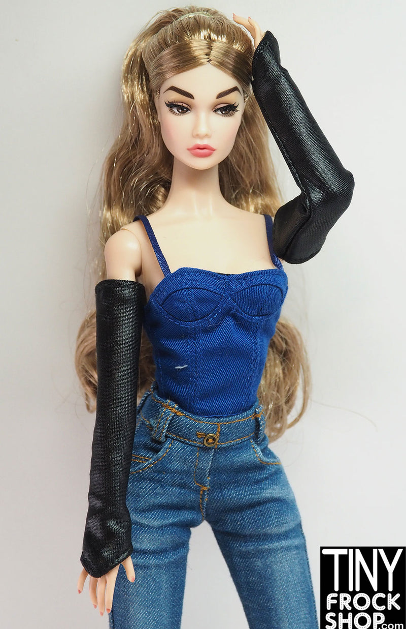 12" Fashion Doll Pleather Black Armbands