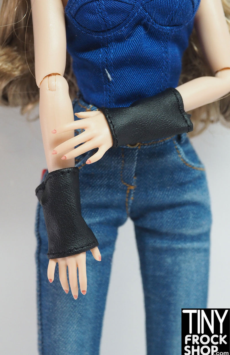 12" Fashion Doll Pleather Black Hand Covers