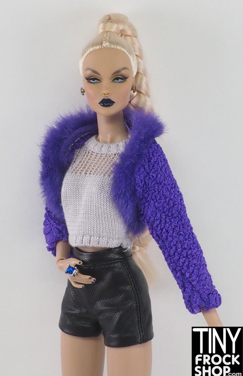 12" Fashion Doll Purple Fur Trimmed Shrug Jacket