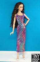 12" Fashion Doll Purple Ombre Foil Doll Dress - Tiny Frock Shop