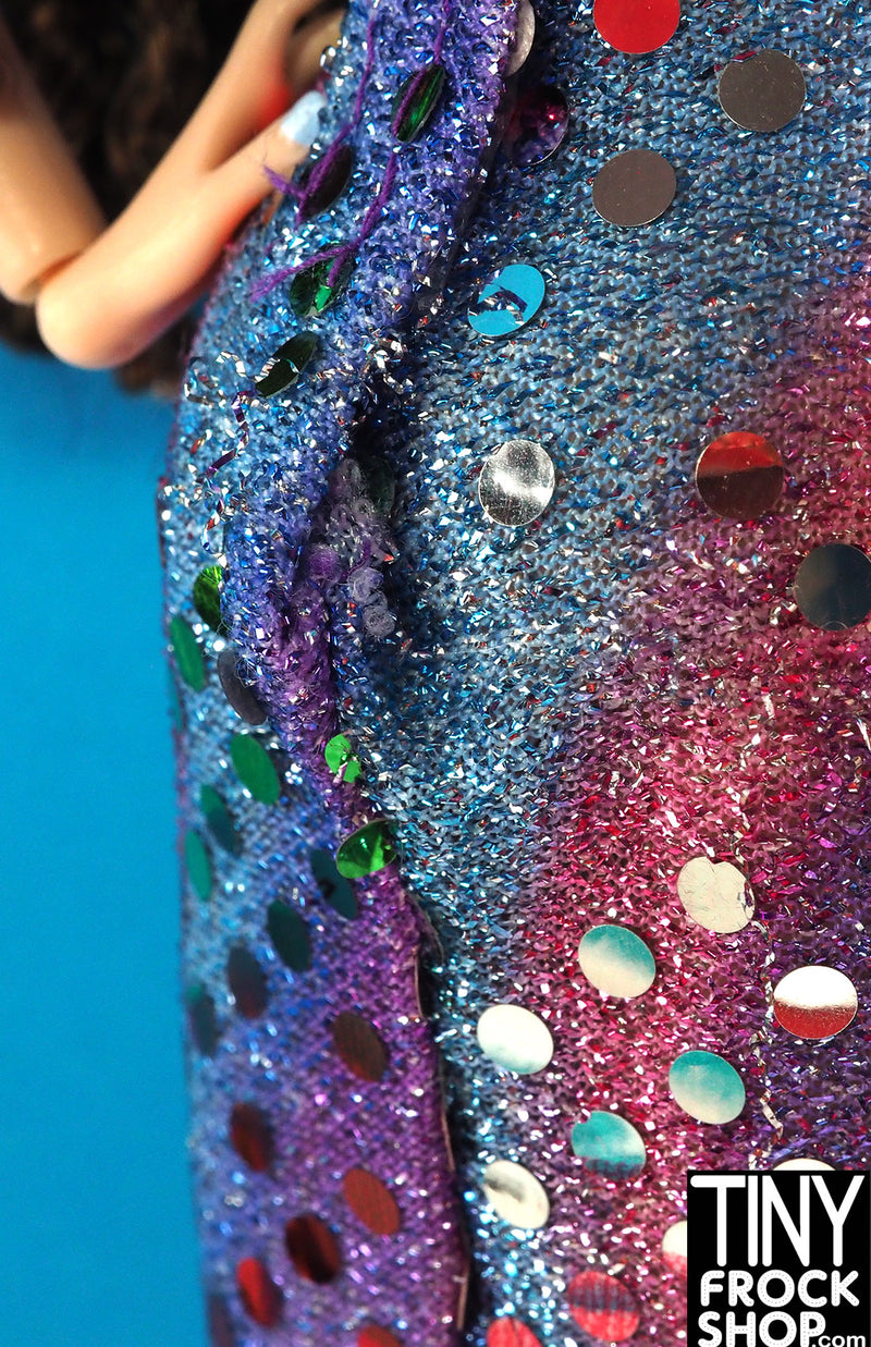 sequin dress doll Midnight Patterned Mesh Long Lace Up Back Unicorn Sequin Baby Doll Dress