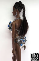 12" Fashion Doll Silver Blue Beaded Metal Jewelry Outfit by Pam Maness