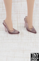 12" Fashion Doll Smokey Mauve Glitter Sling Back Heels