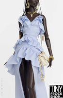 12 Inch Fashion Doll - Soft Cascade Blue Dress by Shantommo - Tiny Frock Shop
