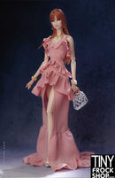 12 Inch Fashion Doll - Soft Cascade Blush Dress by Shantommo - Tiny Frock Shop