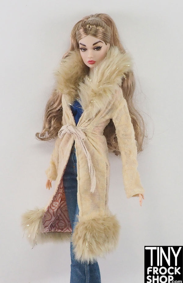 12" Fashion Doll Tan Sparkle Fur Jacket
