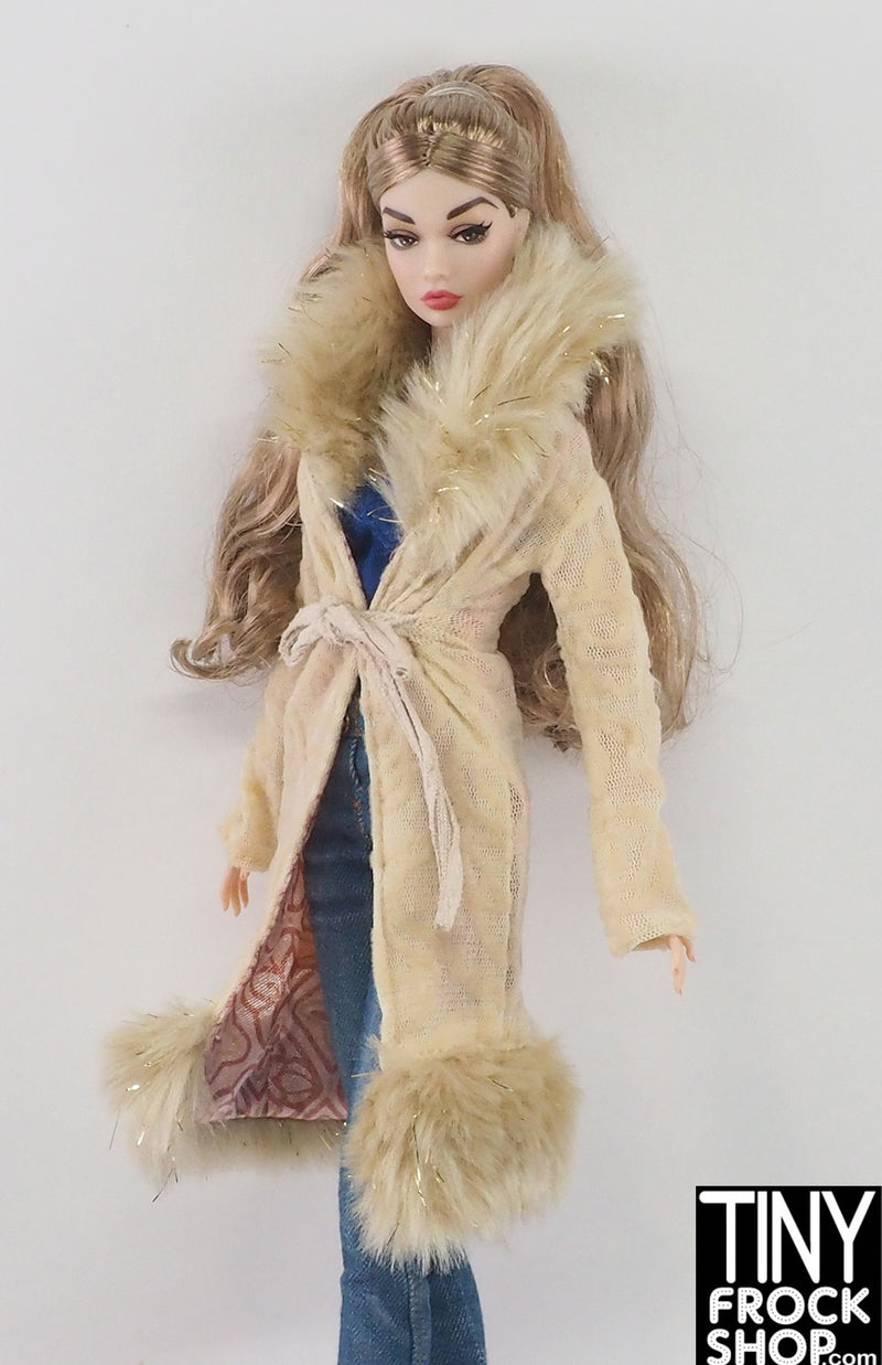 12" Fashion Doll Tan Sparkle Fur Jacket