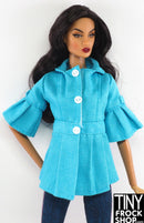 12" Fashion Doll Turquoise Denim Look Faux Jacket Top