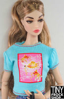 12" Fashion Doll Turquoise Fish Graphic Tee - Tiny Frock Shop