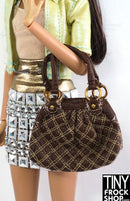 12" Fashion Doll Tweed Indeed Faux Quilt Handbag - Tiny Frock Shop